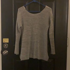 Gray crotchet back pullover sweater